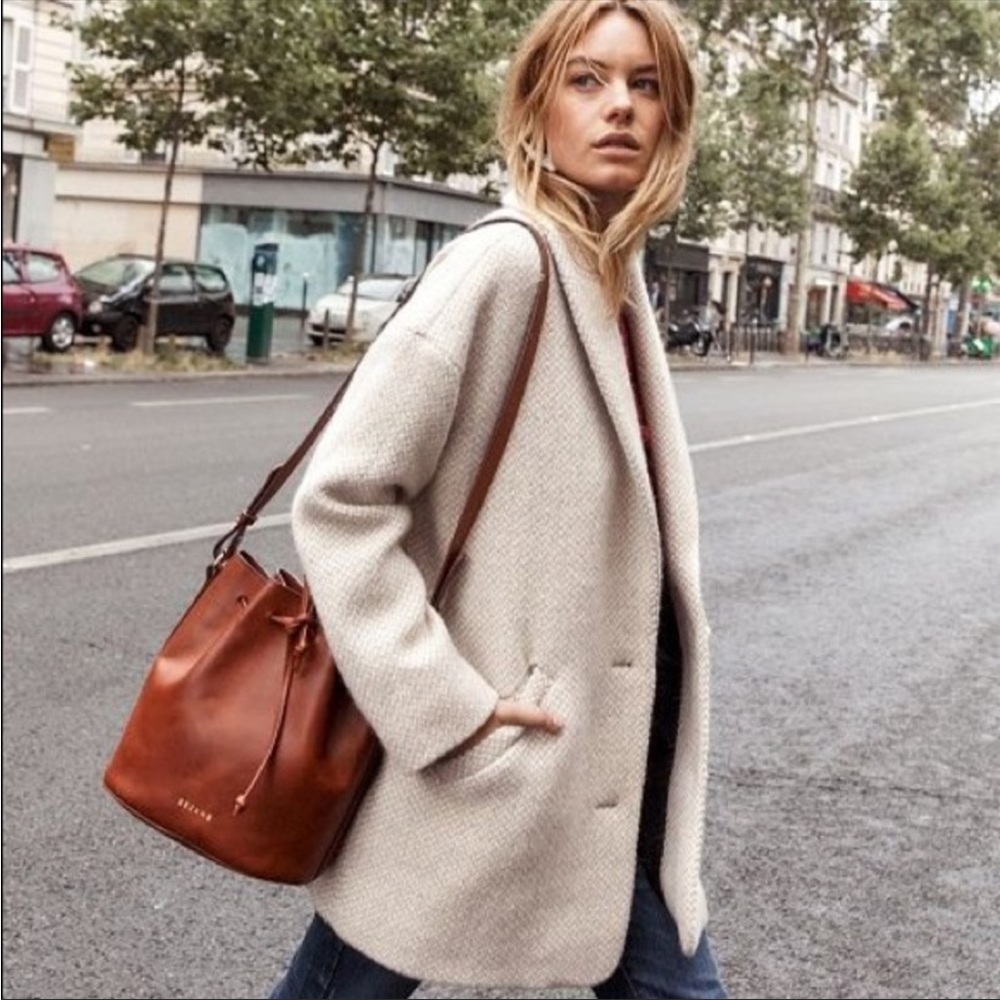 SEZANE Bowie coat wool herringbone size 42 US 10